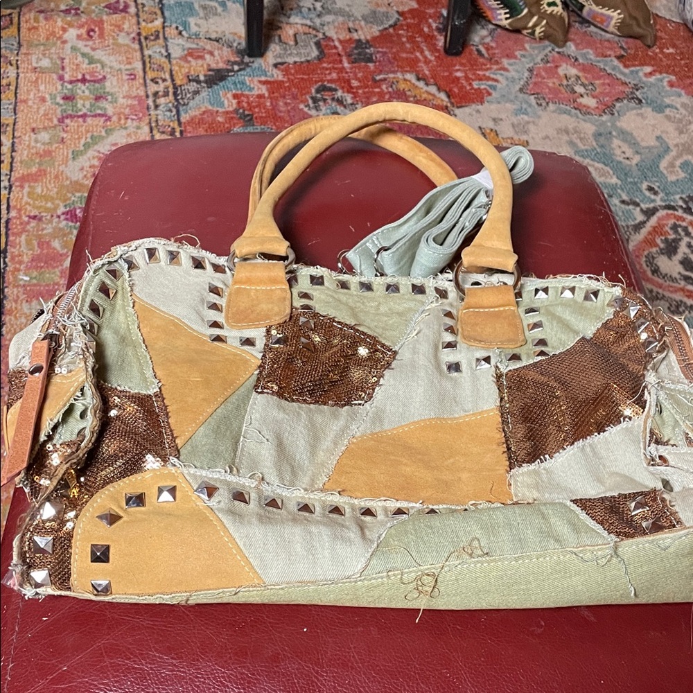 Nicole Lee Copper, Green, and Tan Bag.